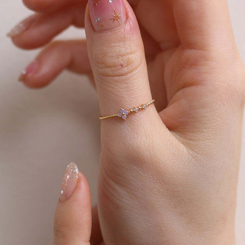 Moonstone Flower Ring